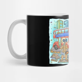 Cute Skeletons - Día De Los Muertos - Mumba City- Red Double Decker Bus Mug